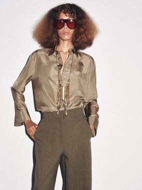 Zara NWT 100% silk blouse with pocket 8472/068